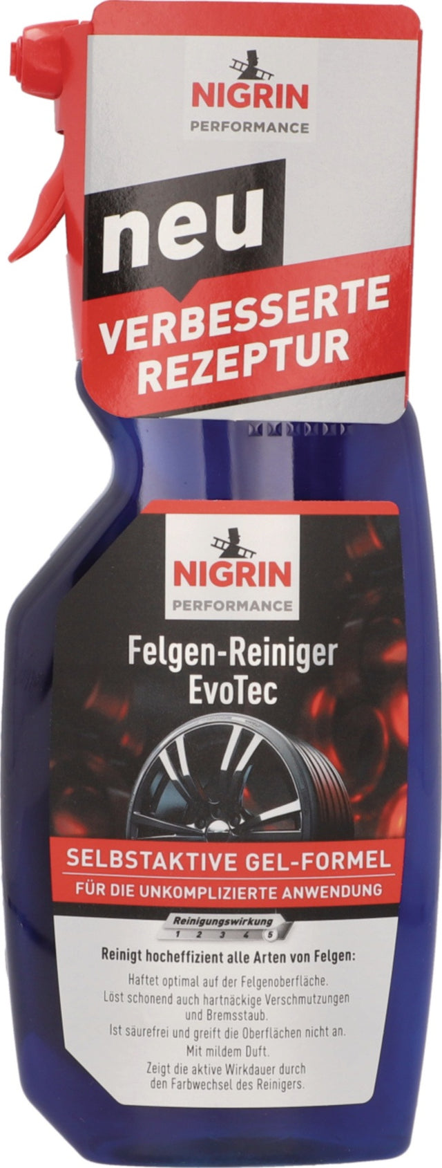 NIGRIN Felgen-Reiniger EvoTec Performance 750 ml Sprühflasche – 7er-Pack, säurefrei, für alle Felgen