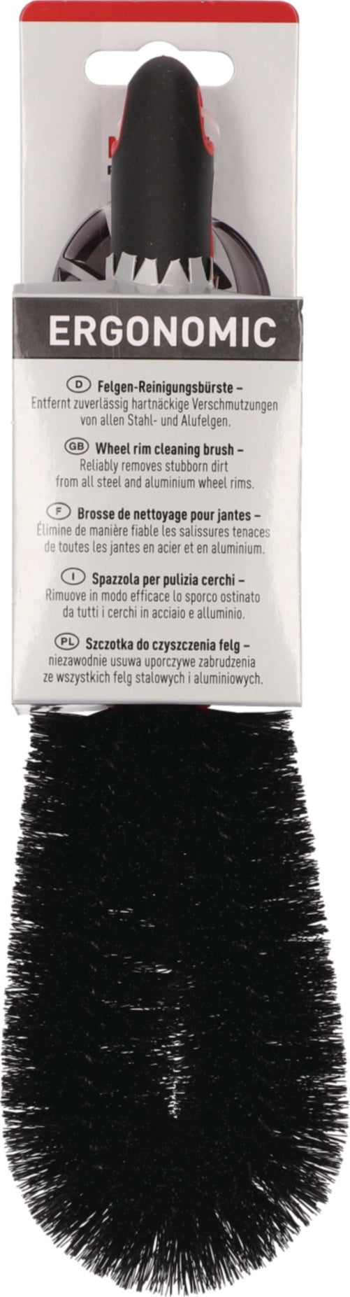 NIGRIN Felgen-Reinigungsbürste rot/schwarz – 6er-Pack, schonende Reinigung für Stahl- und Alufelgen