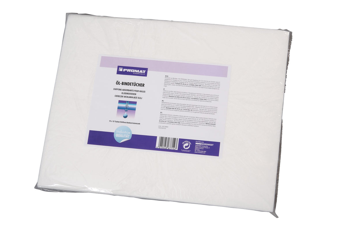 PROMAT CHEMICALS Ölbindetücher 40x50 cm, 10x10 Tücher, Mikrofaser, hohe Saugleistung