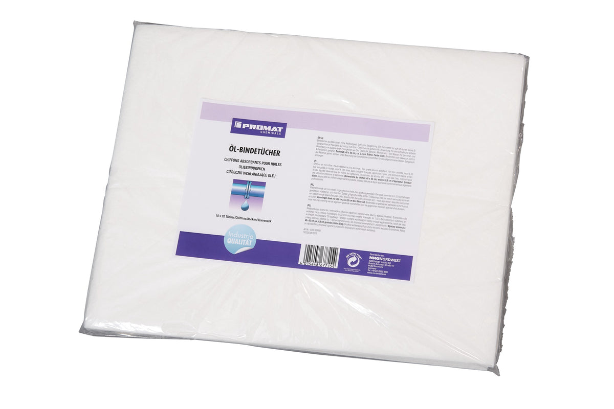 PROMAT CHEMICALS Ölbindetücher 40x50 cm, 10x10 Tücher, Mikrofaser, hohe Saugleistung