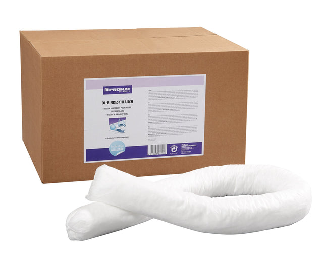 PROMAT CHEMICALS Ölbindeschlauch 120 cm x 8 cm, 10 Stück Karton – wasserabweisend und ölaufnehmend