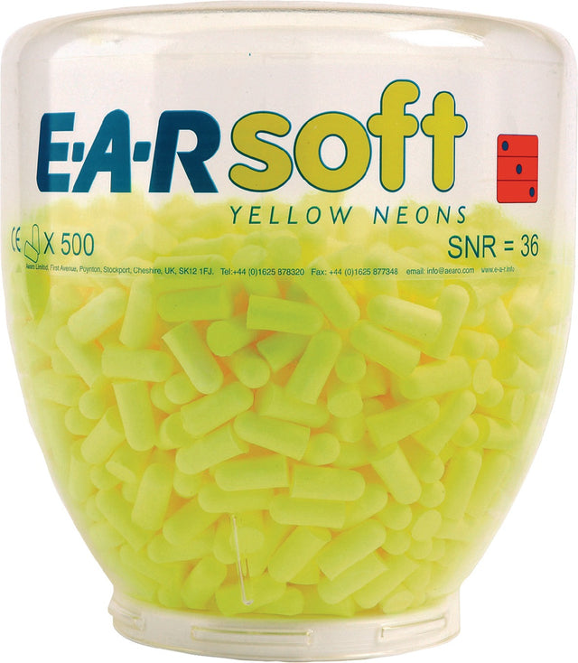 3M E-A-Rsoft™ Yellow Neons™ Gehörschutzstöpsel Refill SNR 34 dB – 500 Paar Dispenser