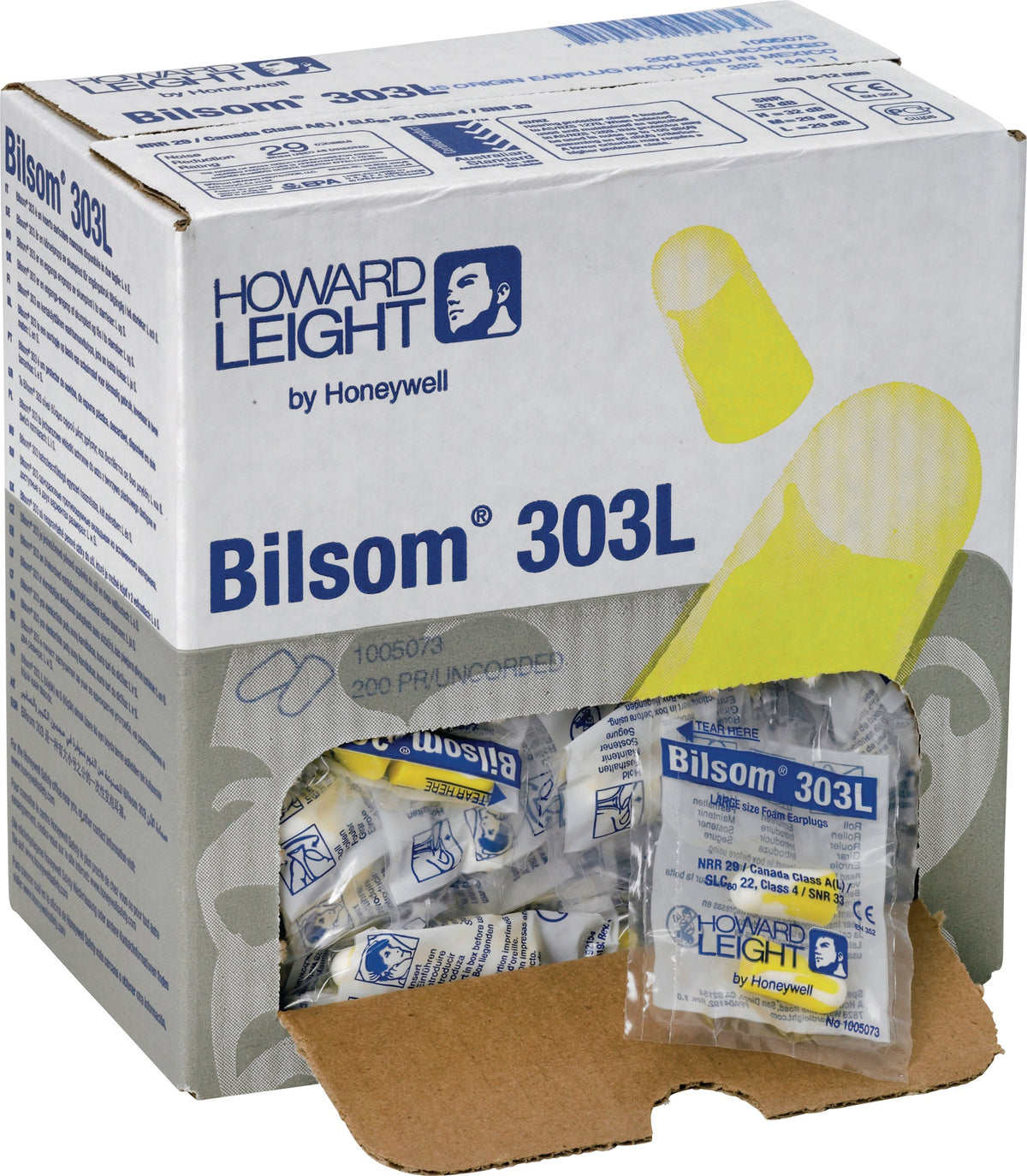 HONEYWELL HOWARD LEIGHT Bilsom 303S Gehörschutzstöpsel SNR 32 dB EN 352-2, 200 Paar Verteilerbox