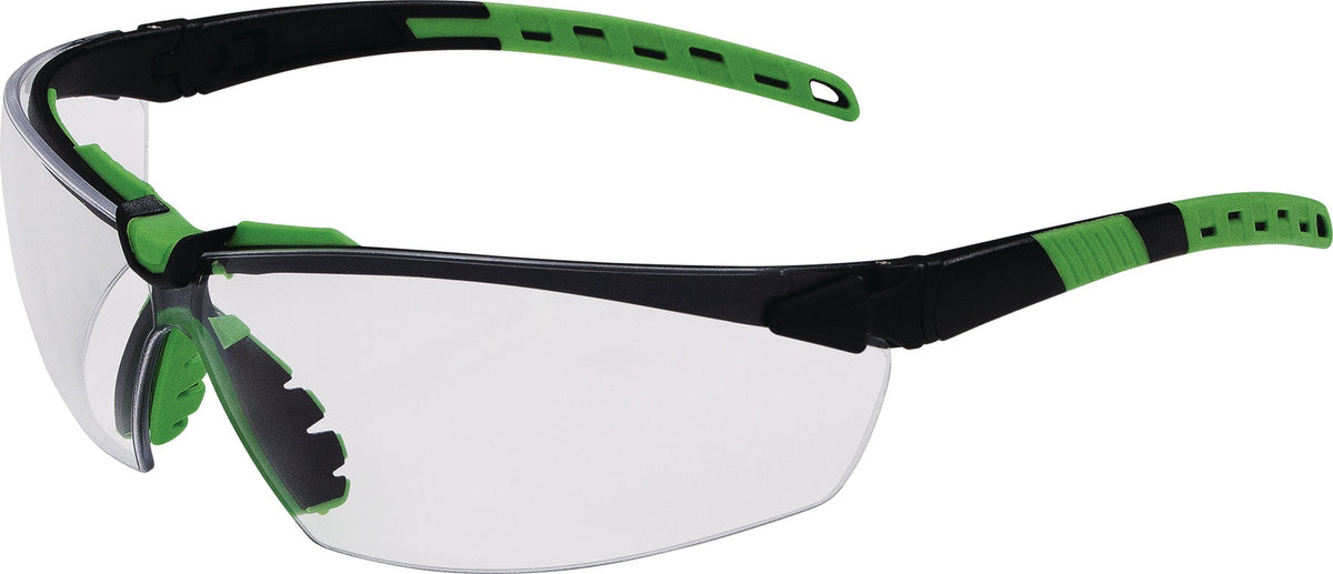 PRO FIT Schutzbrille Sprinter EN 166 EN 170 mit klarer Polycarbonatscheibe, schwarz/grüne Bügel