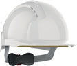 JSP EVOLite Revolution 6 Schutzhelm weiß ABS EN 397 mit 6-Punkt-Gurtband und Drehradverschluss