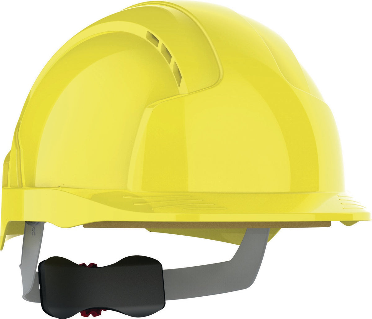 JSP EVOLite Revolution 6 Schutzhelm weiß ABS EN 397 mit 6-Punkt-Gurtband und Drehradverschluss