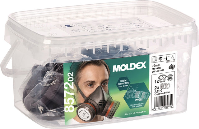 MOLDEX Atemschutzbox 857202 A2P2 R D – Serie 8000 mit Halbmaske, Partikel- und Gasfiltern