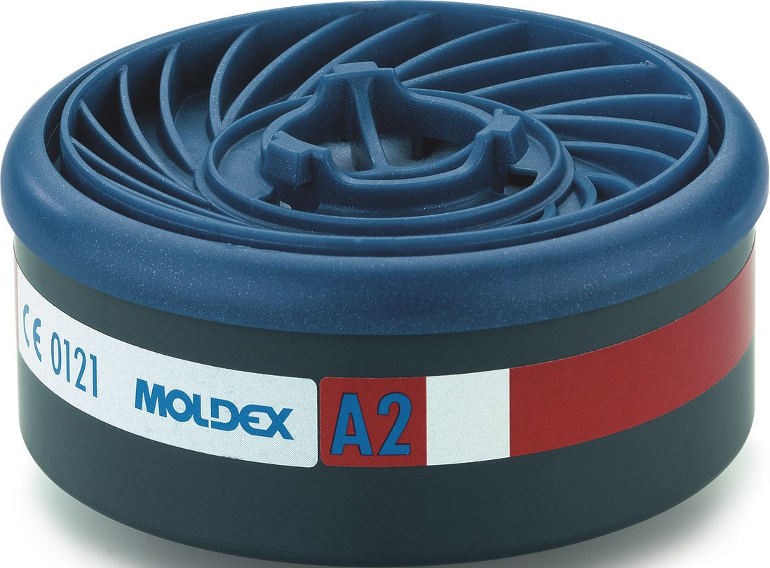 MOLDEX Gasfilter 920001 EN 14387:2021 A2 für Halbmaske 700201 und Vollmaske 900201 – 8 Stück