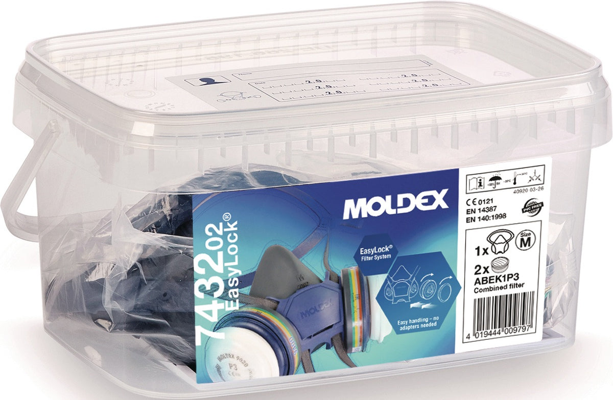 MOLDEX Atemschutzbox 723202 mit Halbmaske 700201 und 2x A2P3 Filter 923001