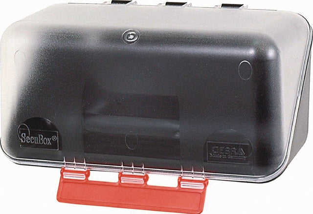 Sicherheitsaufbewahrungsbox SecuBox-Mini von GEBRA – transparent, staub- und spritzwassergeschützt, inkl. Piktogramme