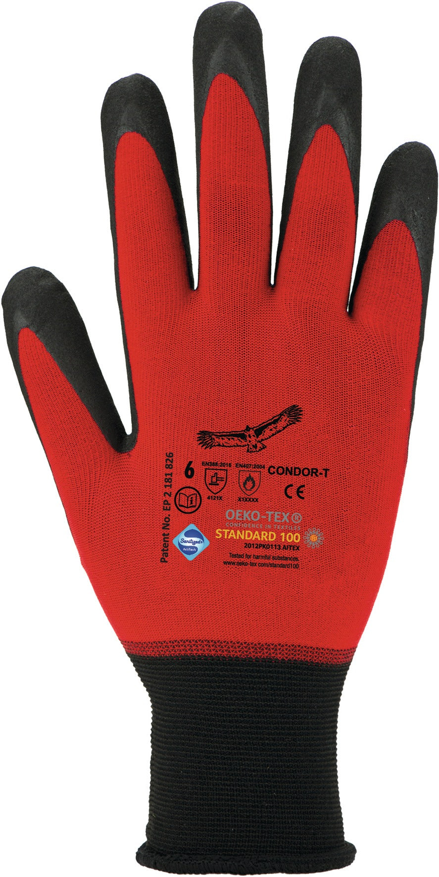 ASATEX Handschuhe Condor Gr.8 rot/schwarz – Nitril-Mikroschaum, EN 388 & EN 407