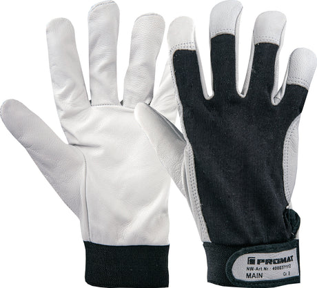 PROMAT Handschuhe Main Gr.8 schwarz/naturfarben EN 388 PSA II Ziegennappaleder