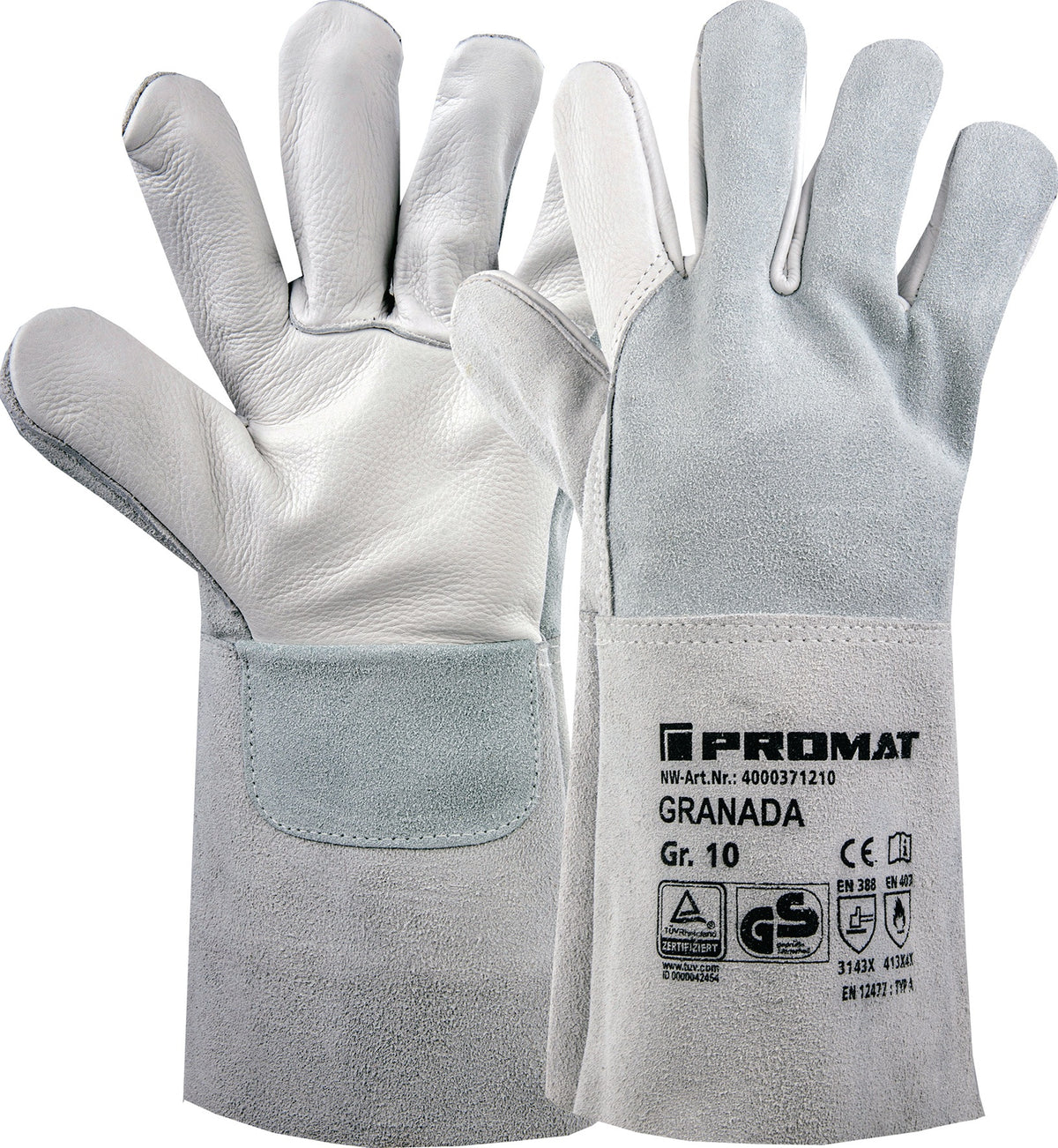 Hase Safety Schweißerhandschuhe Granada Gr.10 grau EN 388/407/12477 6 Paar