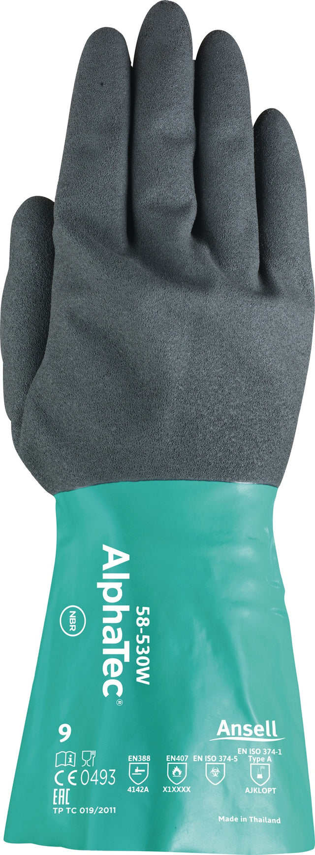 ANSELL Chemiehandschuh Alpha-Tec 58-530W Gr.9 – Nitril, EN 374, EN 388, EN 1149, Kat. III