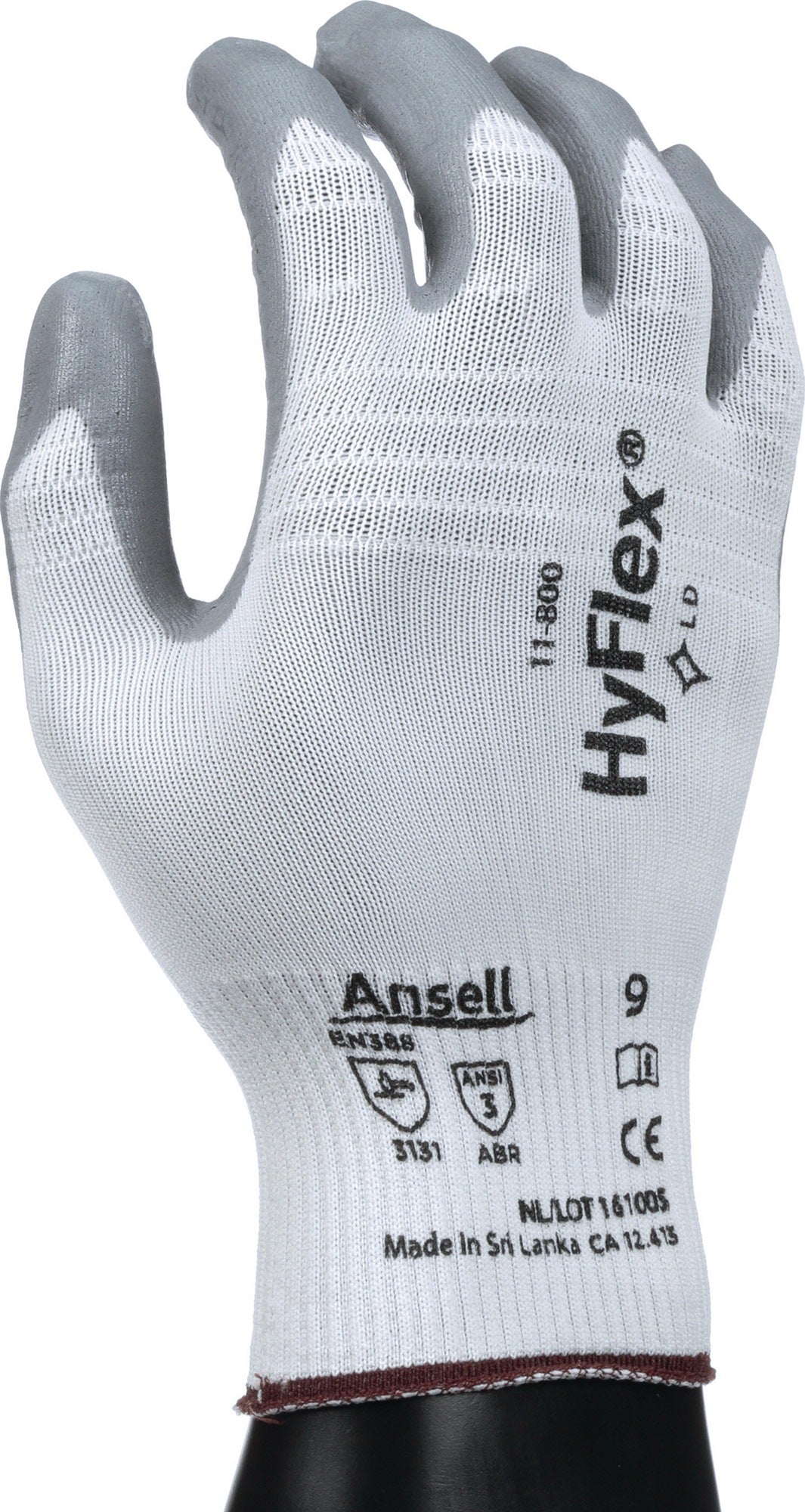 Ansell HyFlex 11-800 Strickhandschuhe, Größe 7, weiß/grau, EN 388, PSA Kat. II