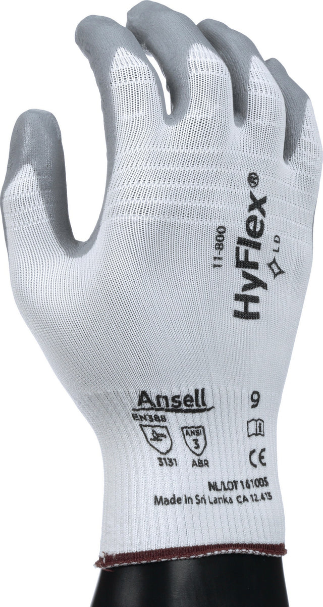 Ansell HyFlex 11-800 Strickhandschuhe, Größe 7, weiß/grau, EN 388, PSA Kat. II