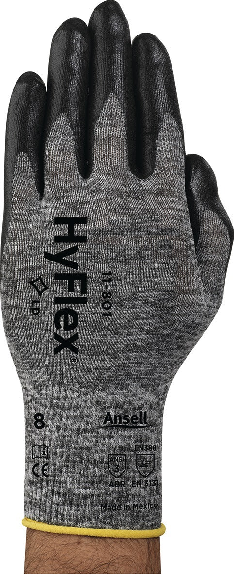 ANSEL Handschuhe HyFlex 11-801 Gr.7 grau/schwarz EN 388 PSA II – 12 Paar