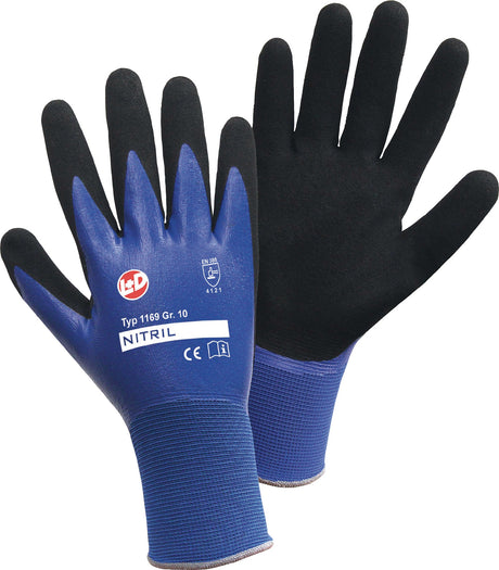 L+D Handschuhe Nitril Aqua Gr.8 blau/schwarz – 100 % Nylon mit doppelter Nitrilbeschichtung