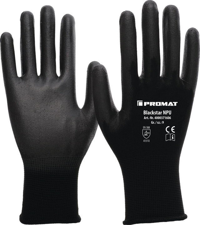 PROMAT Handschuhe Blackstar NPU Gr.6 (S) schwarz EN 388 PSA II Nylon mit PU-Beschichtung