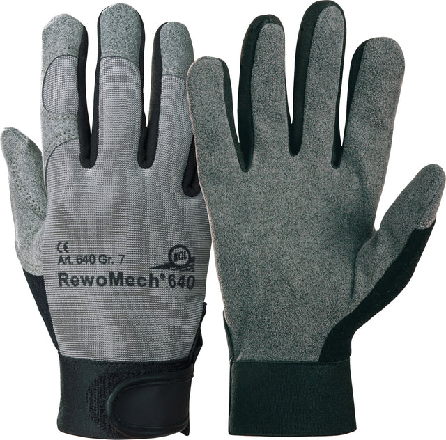 HONEYWELL RewoMech 640 Kunstlederhandschuhe Gr.9 Schwarz/Grau – EN 388, PSA Kat. II