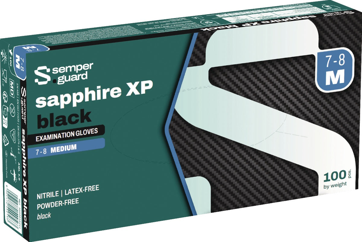 Semperguard Sapphire XP black Einweghandschuhe Nitril Größe S