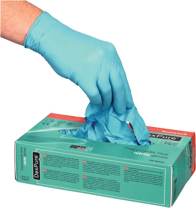 HONEYWELL Dexpure 800-81 Einweghandschuhe Nitril Gr. L blau, PSA III