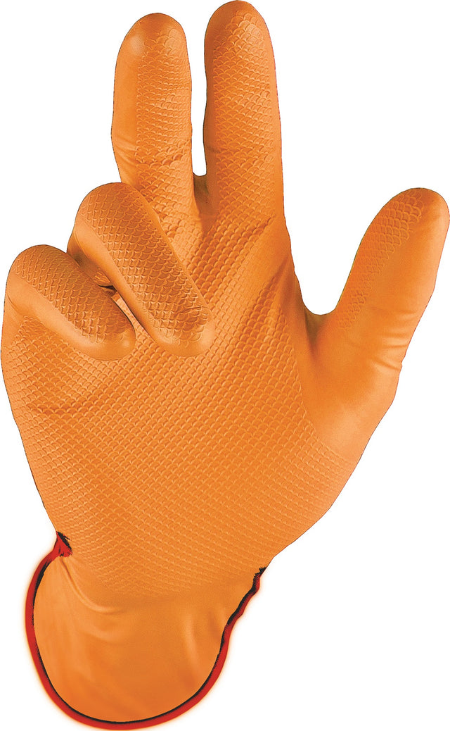 STRONGHAND Einweghandschuhe Nitril Orange Gr. 8 – 50 Stück, puderfrei & lebensmittelecht