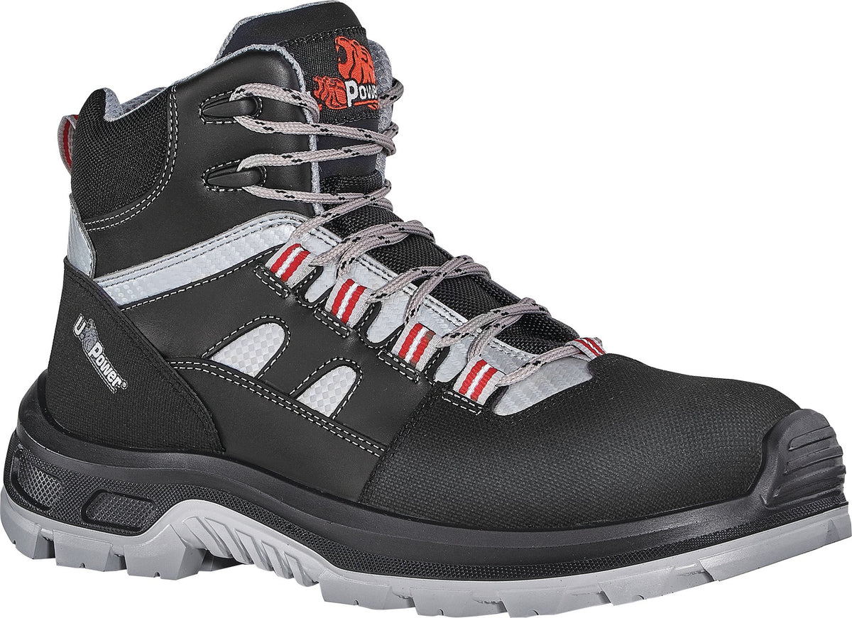 U.POWER Sicherheitsstiefel Cross S3S FO SR – Metallfreier Schutz, Glattleder, Weite 11