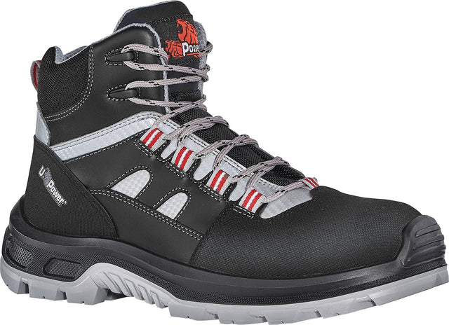 U.POWER Sicherheitsstiefel Cross S3S FO SR – Metallfreier Schutz, Glattleder, Weite 11