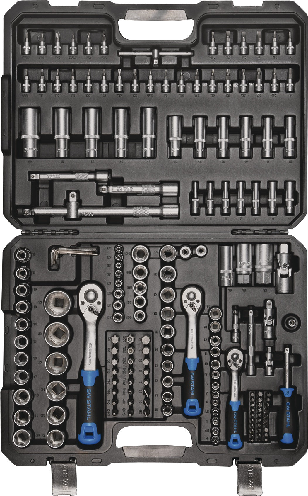 SW-Stahl Steckschlüssel-Satz 184-teilig 1/4 + 3/8 + 1/2 Zoll SW 4-32 mm