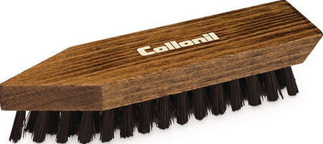 COLLONIL Schmutzbürste dunkel – Holz lackiert, feste Borsten für Schuhe & Stiefel, 12er-Pack