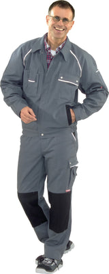 PLANAM Bundjacke Canvas 320 g/m² grau/schwarz – strapazierfähige Berufsjacke mit Reflexbiesen