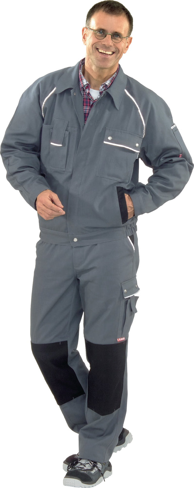 PLANAM Bundjacke Canvas 320 g/m² grau/schwarz – strapazierfähige Berufsjacke mit Reflexbiesen
