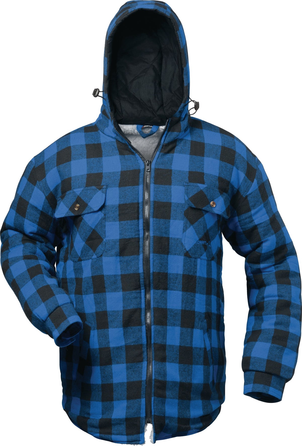 CRAFTLAND Thermohemd Alberta blau/schwarz kariert – Webflanell mit Teddy-Futter, Gr. M