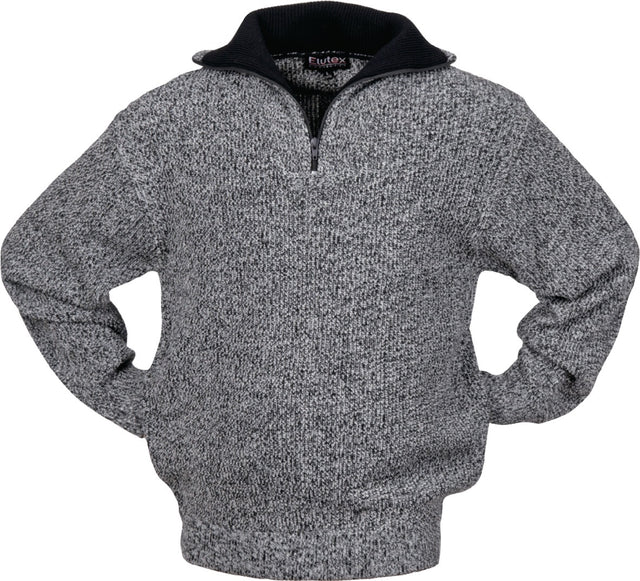 SCHEIBLER Troyer-Pullover Gr. M schwarz/weiß-meliert – schwerer, warmer Arbeitspullover mit Troyerkragen