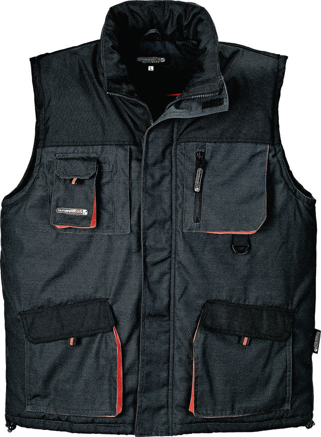 TERRATREND Weste Gr. M dunkelgrau/schwarz/orange – robuste Arbeitsweste mit vielen Taschen