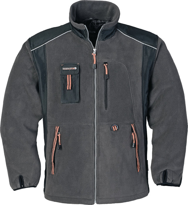 TERRATREND Fleecejacke Gr. M dunkelgrau/schwarz/orange – wasserabweisend, winddicht, atmungsaktiv