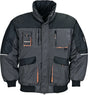 TERRATREND Pilotenjacke Gr. M dunkelgrau/schwarz/orange – Robuste Kälteschutzjacke mit vielen Taschen