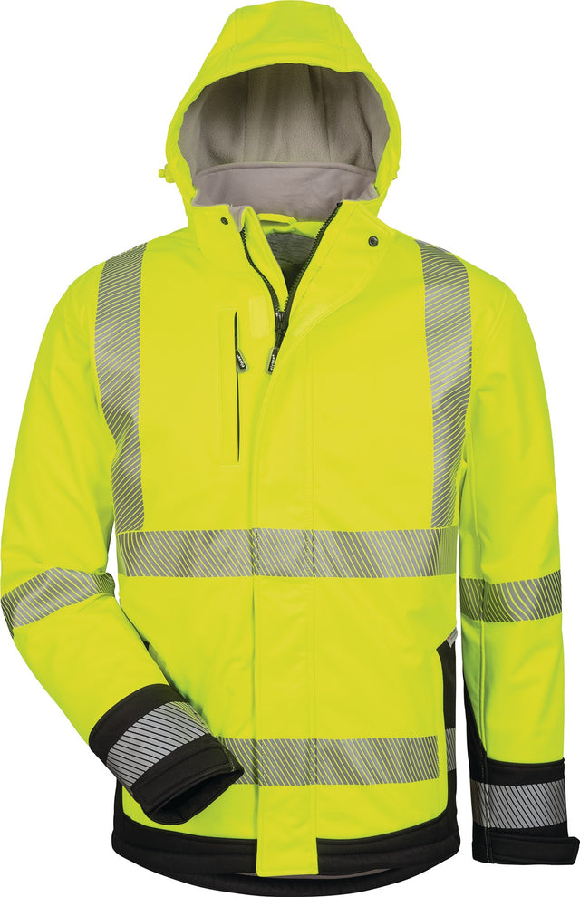 ELYSEE Warnschutz-Softshelljacke Melvin gelb/schwarz – EN ISO 20471 Kl. 3, wasserdicht & atmungsaktiv