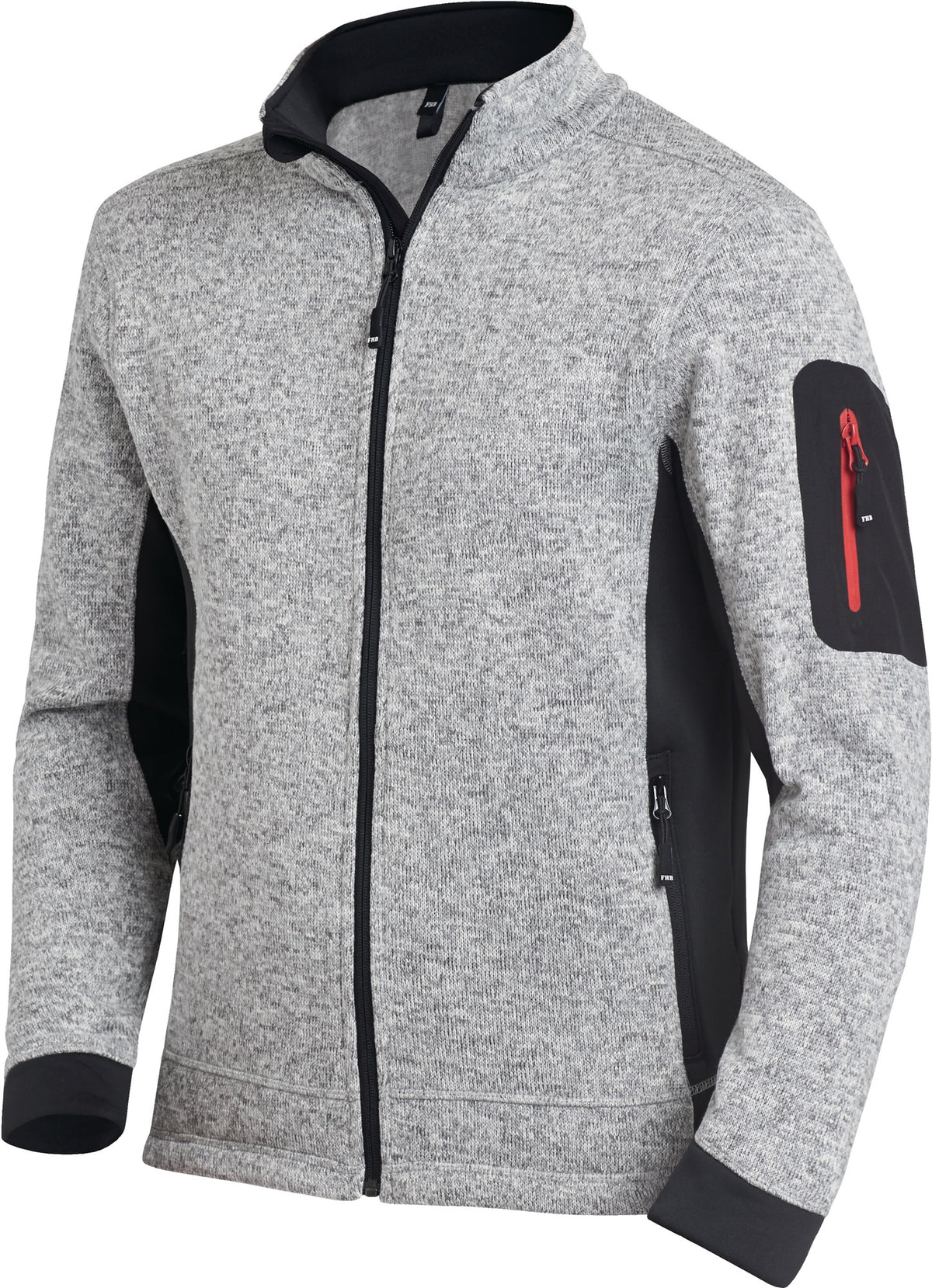 FHB Strick-Fleecejacke CHRISTOPH Herren grau/schwarz – Leichte Kälteschutzjacke Gr. M