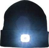 Strickmütze universal schwarz TERRAX mit Licht – doppellagig, 100% Polyacryl, Logostickerei