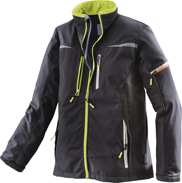 Terrax Softshelljacke Workwear schwarz/limette – Wind- und wasserabweisend, Gr. M