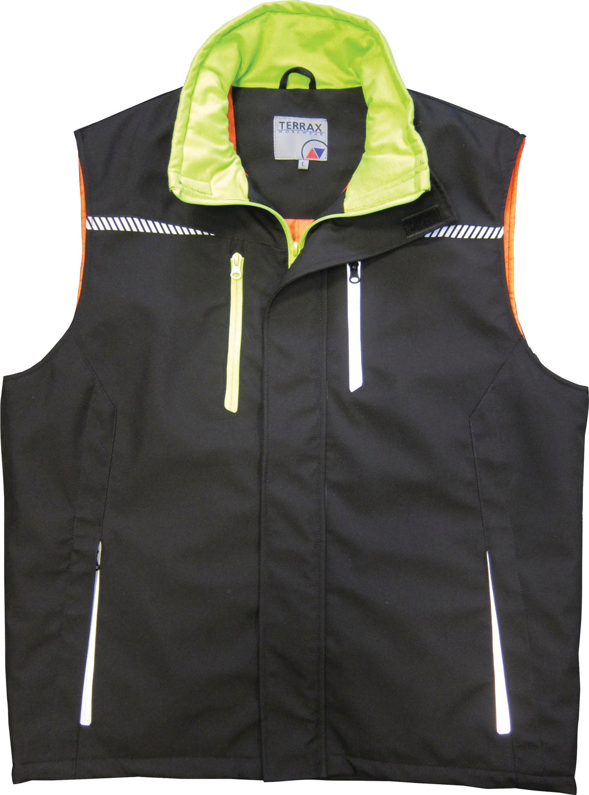 TERRAX Herren Berufsweste Workwear schwarz/limette – Softshell, wind- & wasserabweisend, Gr. M