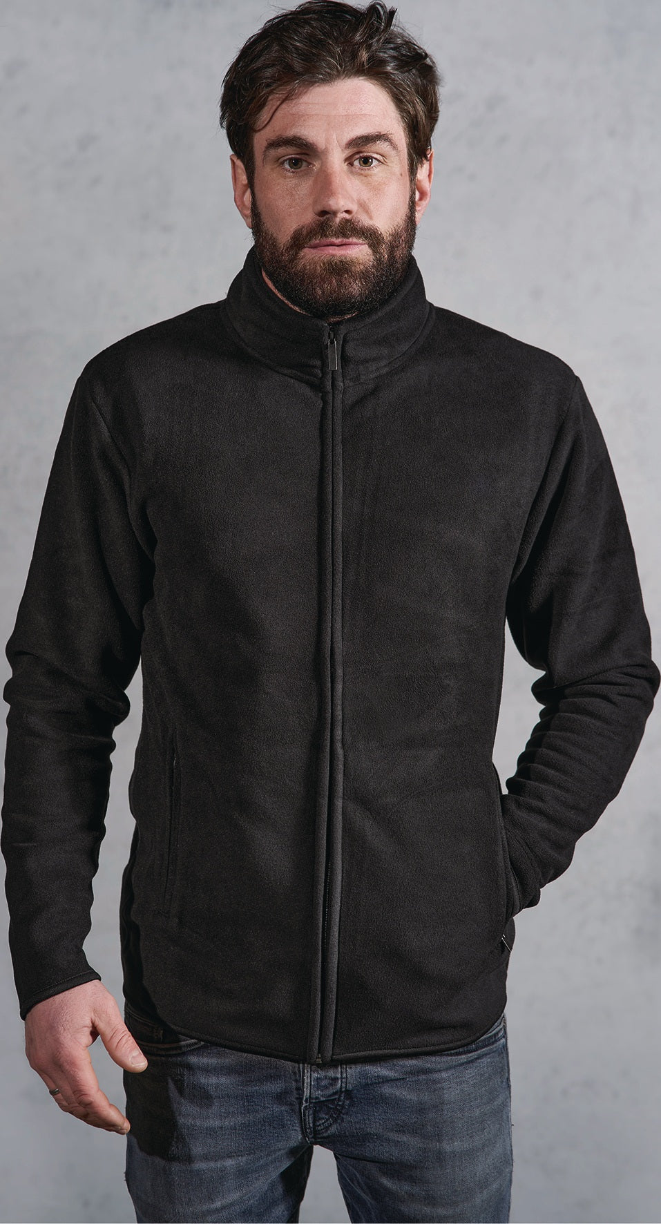 PROMODORO Herren Fleecejacke Double Fleece Jacket Gr. M – windabweisend & atmungsaktiv