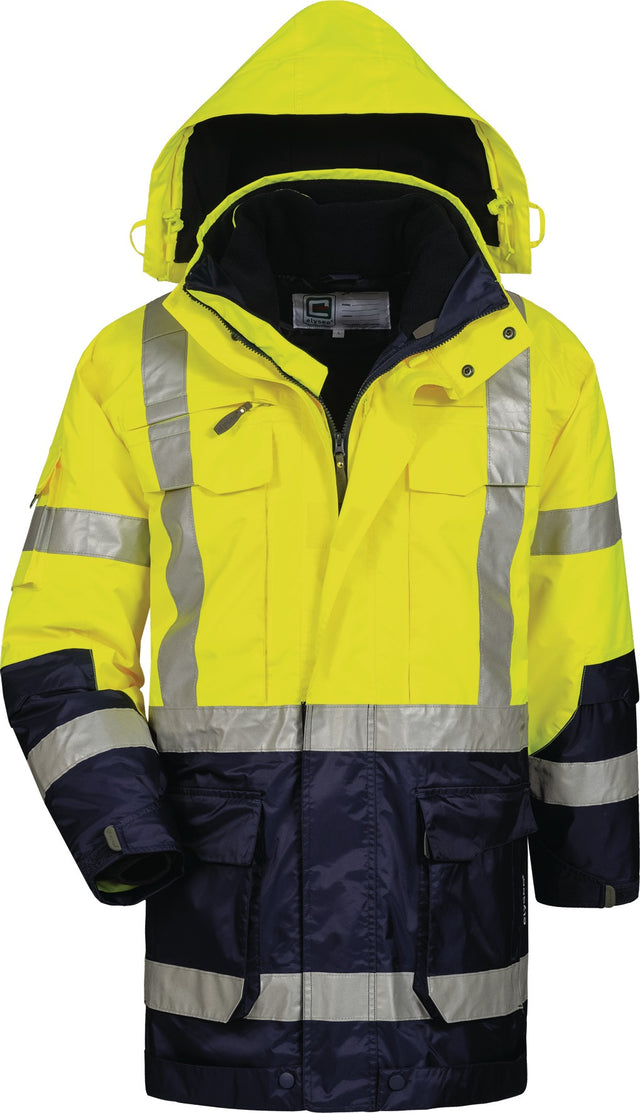 Warnschutzparka Jekyll Gr. M gelb/marine ELYSEE – 3-in-1 mit abnehmbarer Kapuze