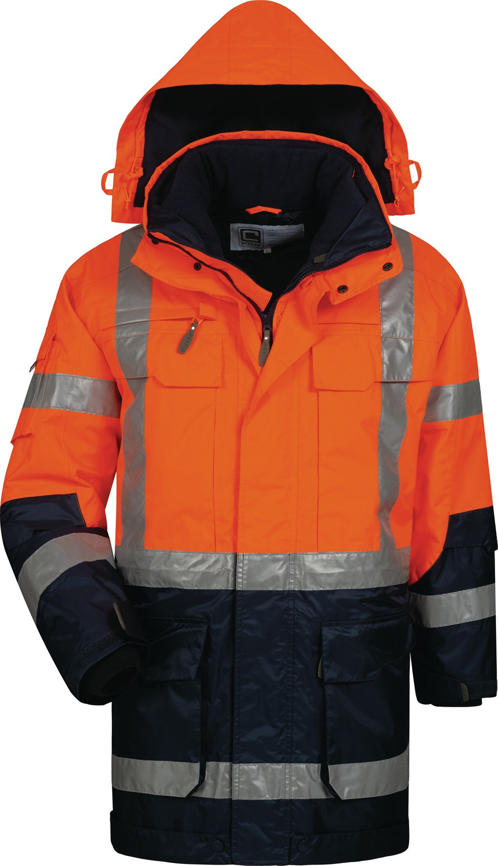 Warnschutzparka Jekyll Gr. M gelb/marine ELYSEE – 3-in-1 mit abnehmbarer Kapuze