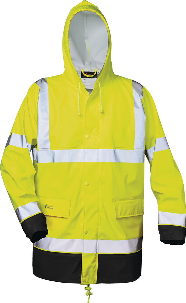 HELMUT FELDTMANN Warnschutz PU Regenjacke Manfred gelb/schwarz Gr. M – EN ISO 20471 Kl. 3