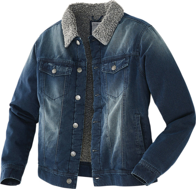Terrax Jeansjacke Workwear Herren mit Sherpafleece-Futter – Arbeitsjacke in Jeans-Optik