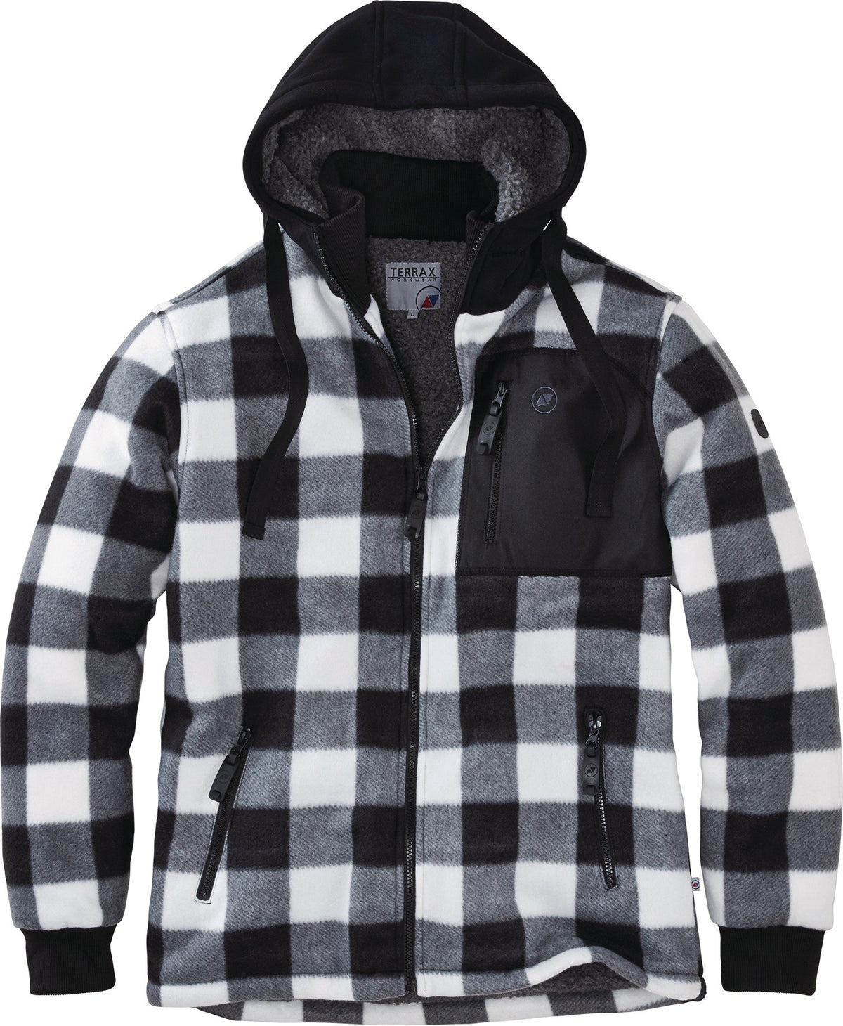 Terrax Workwear Thermohemd Herren Gr. M schwarz/weiß mit Kapuze und Stehkragen