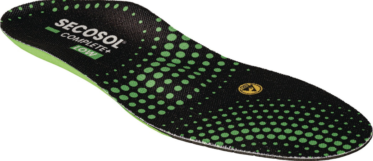 SECOSOL COMPLETE+ LOW Einlegesohle Gr.35 – Ergonomische Stabilität für Sicherheitsschuhe, schwarz/grün
